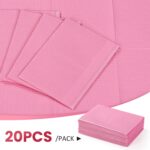 A stack of pink Etercycle disposable nail mats with one unfolded to show its absorbent surface and waterproof backing, ready