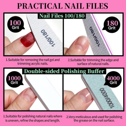 Fandamei 11-piece pink nail care kit with various manicure and pedicure tools neatly arranged.