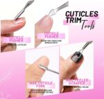 A comprehensive 20-piece Fandamei nail care kit in pink, featuring various buffers, files, and cuticle tools.