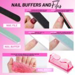 A comprehensive 20-piece Fandamei nail care kit in pink, featuring various buffers, files, and cuticle tools.