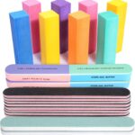 A comprehensive set of Fandamei nail files and buffers, including colorful blocks, black files, and 7-way buffers, arranged n