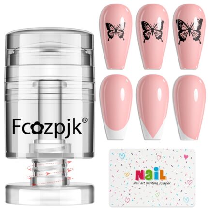 Fcozpjk clear silicone rotatable nail art stamper and scraper kit, showing the stamper's adjustable base.