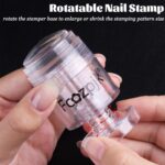 Fcozpjk clear silicone rotatable nail art stamper and scraper kit, showing the stamper's adjustable base.