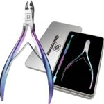 Gubonwer professional cuticle trimmer with a 3/4 jaw, sharp stainless steel blades, and ergonomic handles in a tin gift box.