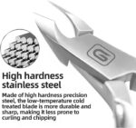Gubonwer professional cuticle trimmer with a 3/4 jaw, sharp stainless steel blades, and ergonomic handles in a tin gift box.