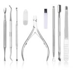 A HIFAU 6-piece professional cuticle nippers kit in a black PU travel case, showing all stainless steel tools.