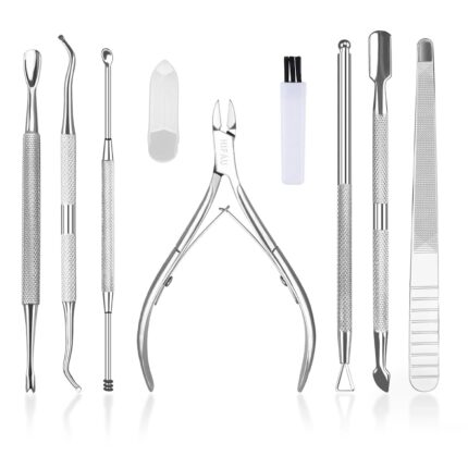 A HIFAU 6-piece professional cuticle nippers kit in a black PU travel case, showing all stainless steel tools.