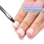 Two INENK nail clean-up brushes, one with a round tip and one with an angled tip, with pink and blue gradient handles.