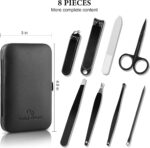 Keiby Citom 8-piece professional manicure and pedicure set in a black synthetic leather case, opened to show the stainless st