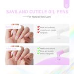 Set of 6 SAVILAND cuticle oil pens in various colors, featuring soft brush applicators, against a clean background.