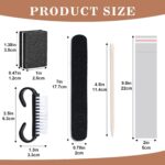 20 individual black 4-piece disposable manicure kits, each containing a nail file, buffer, wood stick, and handle grip brush.